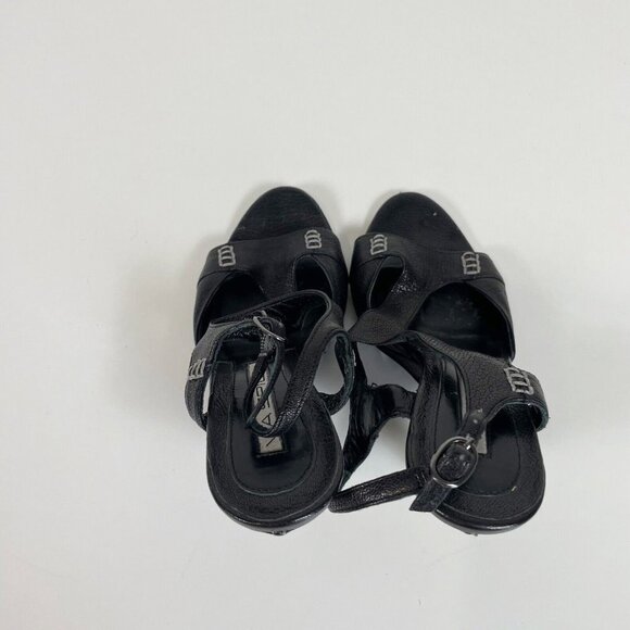 Via Spiga Womens Leather T-Strap Slingback Pump Black 5 M Stiletto Heels Buckle - Picture 5 of 7